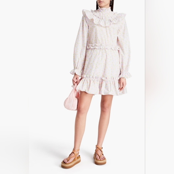 Ganni Dresses & Skirts - Ruffle Cotton Floral Mini Dress Size 14